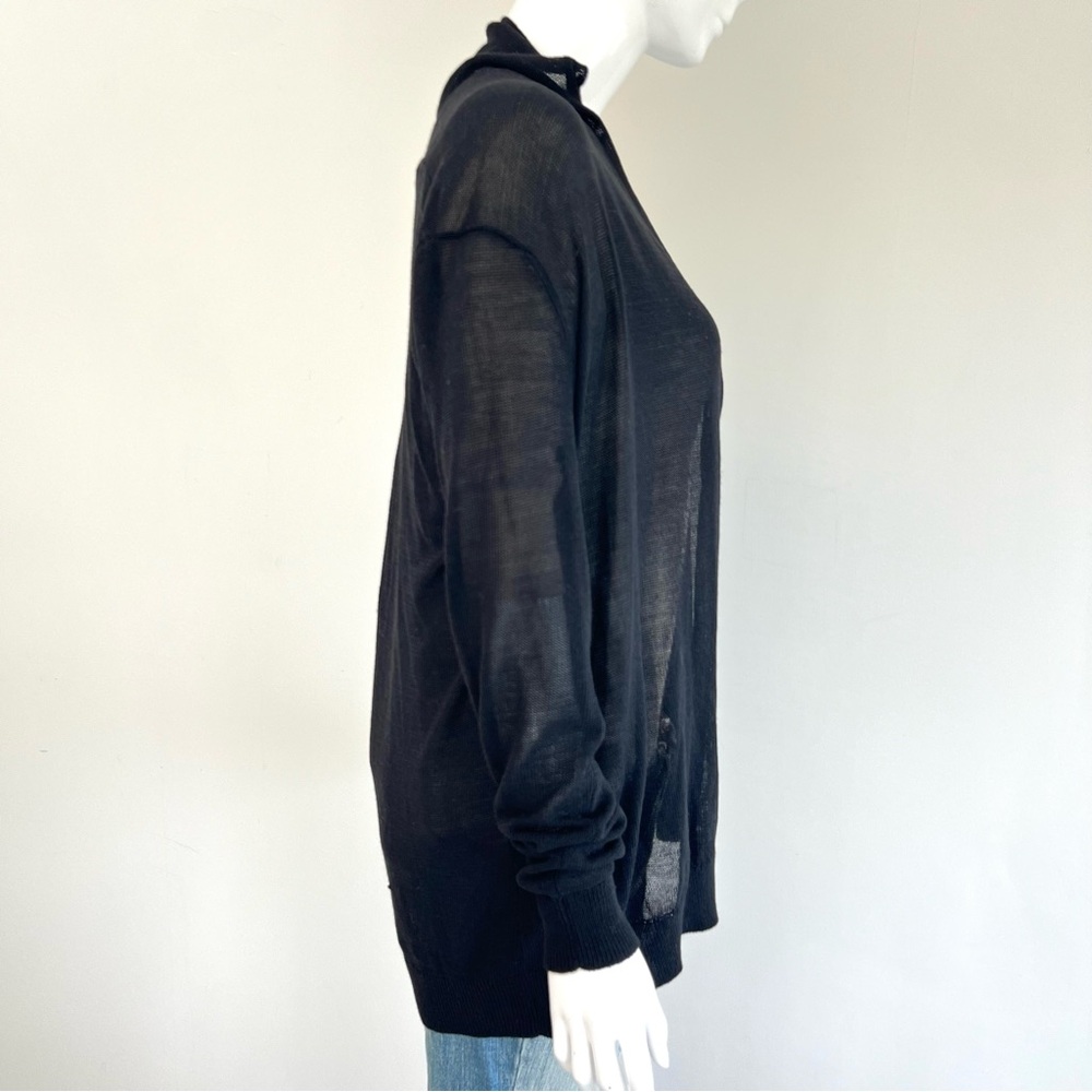 CLUB MONACO Black Sheer Knit Long Sleeves Open Front Lightweight Cardigan Sz M - Picture 10 of 16